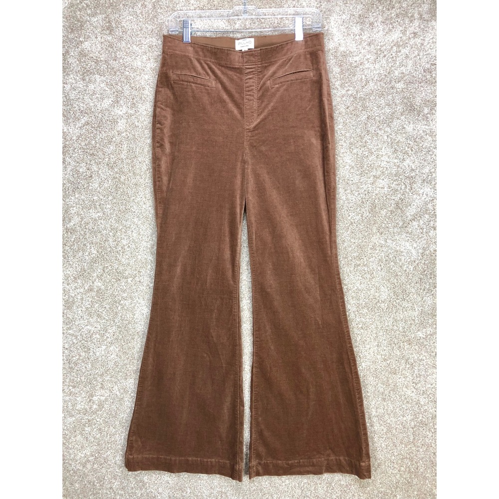 Pilcro High Rise Velvet Retro Flare Pants Women 30 Brown Stretch Bell Bottom 70s - Picture 2 of 8